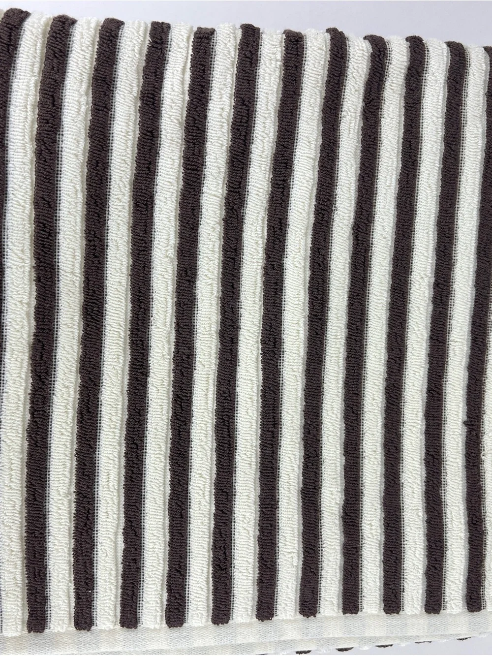 Rachel Zoe Bath Towels Brown and Cream Striped Soft 100% Cotton 2 Pc NEW